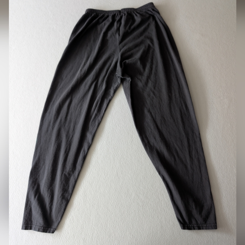 Vintage Cotton Pants Handpainted Floral Rose Black Jogger Artsy Chic Teacher - Picture 6 of 12